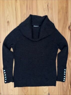 TWEEDS | VTG Charcoal Gray Italian Merino Wool Cozy Cowl Neck Sweater | Size M